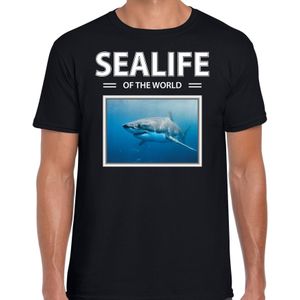 Dieren foto t-shirt Haaien - zwart - heren - sealife of the world - cadeau shirt Haai liefhebber