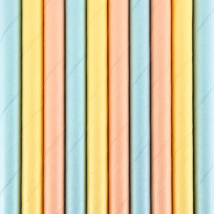 Partydeco Drinkrietjes - papier - 30x - multi kleuren pastel - 19,5 cm - rietjes