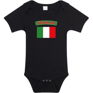 Italia baby rompertje met vlag zwart jongens en meisjes - Kraamcadeau - Babykleding - Italie landen romper