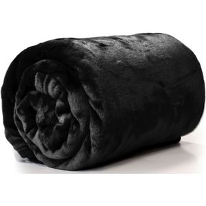 Unique Living fleece plaid 'Enzo' - 130x180cm - Zwart