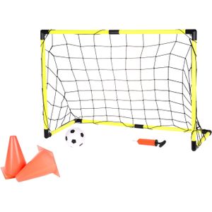 Voetbaldoel met voetbal, bal pomp en pionnen - 90 x 60 x 45 cm - voetbalgoal - training/buitenspel