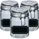 Weckpotten/inmaakpotten - 4x - 250 ml - glas - met beugelsluiting - incl. etiketten