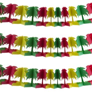 Funny Fashion Hawaii palmbomen thema feestslinger - 3x - gekleurd - 400 cm - papier