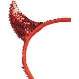 Halloween diadeem - 4x - duivel hoorntjes met pailletten - rood - kunststof