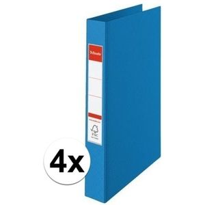 4x Ringband mappen/ordners 2 gaats A4 blauw - Documenten/papieren opbergen/bewaren - Kantoorartikelen