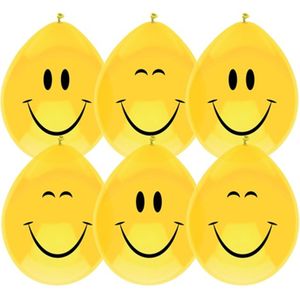 Haza Ballonnen Verjaardag Smiley - geel - 18x stuks - 29 cm