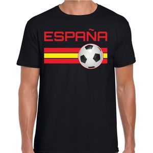 Espana / Spanje voetbal / landen t-shirt met voetbal en Spaanse vlag - zwart - heren -  Spanje landen shirt / kleding - EK / WK / Voetbal shirts