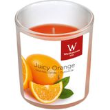 2x Geurkaarsen sinaasappel in glazen houder 25 branduren - Geurkaarsen sinaasappel geur - Woondecoraties