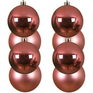 24x stuks kunststof kerstballen lippenstift roze 10 cm - Mat/glans - Onbreekbare plastic kerstballen