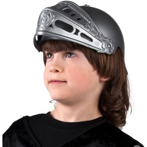 Boland Ridder verkleed helm met vizier - grijs - plastic - voor kinderen - Verkleed accessoires/helmen