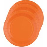 Santex feest gebak/taart bordjes - oranje - 30x stuks - karton - D17 cm