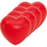 4x Stressballen rood hartjes 8 x 7 cm - Valentijn / liefde huwelijk geschenk cadeau artikelen - hartjes artikelen