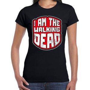 Halloween I am the walking dead verkleed t-shirt zwart voor dames - horror shirt / kleding / kostuum