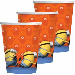 16x Minions bekertjes oranje karton - 266 ml - Kinderfeest - Themafeestje - Papieren bekers