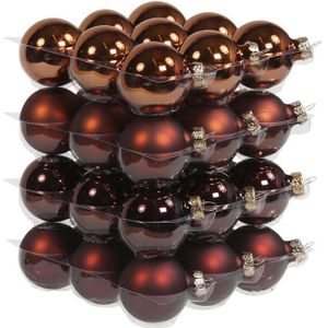 36x stuks kerstversiering kerstballen mahonie bruin van glas - 4 cm - mat/glans - Kerstboomversiering