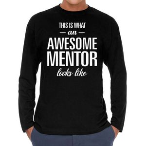 Awesome Mentor - geweldige leermeester cadeau shirt long sleeve zwart heren - beroepen shirts / vaderdag / verjaardag cadeau