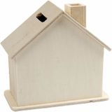 Set van 2x stuks beschilderbare hobby/knutsel spaarpot houten huisjes 10 cm