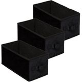 Set van 3x stuks opbergmand/kastmand 7 liter zwart polyester 31 x 15 x 15 cm - Opbergboxen - Vakkenkast manden