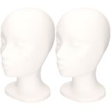 2x Hobby/DIY piepschuim hoofden/koppen Sonja 30 cm vrouw/meisje - Pashoofd/paspop hoofd voor in etalage - Knutselen basis materialen/hobby materiaal