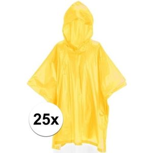 25x Kinder regen poncho geel - Regenponcho voor kinderen