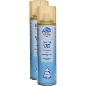 Glittersprays/verfsprays - 100 ml - goud - glitter - 2x stuks