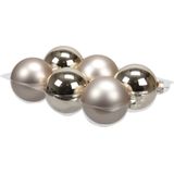 20x stuks glazen kerstballen licht champagne (autumn blonde) 8 en 10 cm mat/glans - Kerstversiering/boomversiering