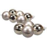 20x stuks glazen kerstballen licht champagne (autumn blonde) 8 en 10 cm mat/glans - Kerstversiering/boomversiering