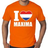 Oranje I love Maxima grote maten shirt heren - Oranje Koningsdag/ Holland supporter kleding