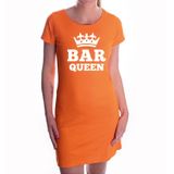 Bar queen met witte kroon jurk oranje voor dames - Koningsdag - supporters kleding / oranje jurkjes