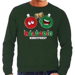 Bellatio Decorations foute Kersttrui/sweater voor heren - baldadig kerstfeest - groen - ontdeugend