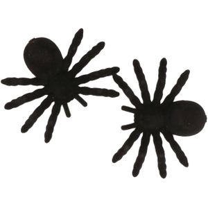 2x Nep spinnen 10 cm Halloween decoratie - Horror themafeest versiering - Plastic/kunststof dieren