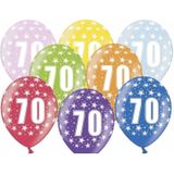 18x stuks Ballonnen 70 jaar print met sterretjes - Leeftijd feestartikelen en versiering