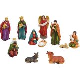 G. Wurm Kerststal figuren - 11-delig - polystone - 3 tot 12 cm - beeldjes voor kerststalletje