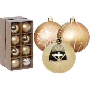 Feeric lights and christmas kerstballen - 16x - 8 cm -kunststof - goud