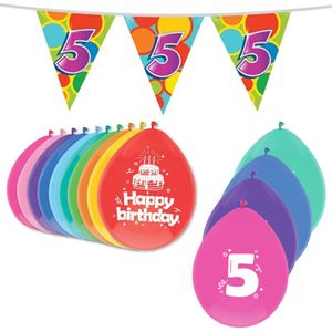 Haza Leeftijd verjaardag thema pakket 5 jaar - ballonnen/vlaggetjes