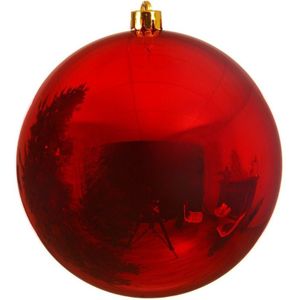 1x Grote kerst rode kunststof kerstballen van 25 cm - glans - Kerstversiering rood