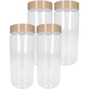 PlasticForte Voorraadpot/bewaarpot - 4x - 550 ml - kunststof - beige - B7 x H16 cm