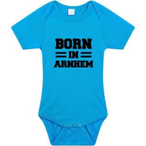 Born in Arnhem tekst baby rompertje blauw jongens - Kraamcadeau - Arnhem geboren cadeau
