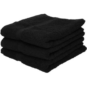 3x Voordelige badhanddoeken zwart 70 x 140 cm 420 grams - Badkamer textiel handdoeken