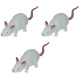 Set van 3x stuks witte rubberen nep rat 11 cm - Kunststof dieren - Ratten