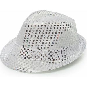 Partychimp Trilby hoed met pailletten - zilver - glitter - Toppers