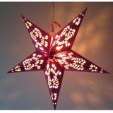 Set van 5x stuks decoratie kerstster lampionnen roze 60 cm - Kerstdecoratie sterren roze