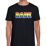 Babe gaypride t-shirt -  regenboog t-shirt zwart voor heren - Gay pride