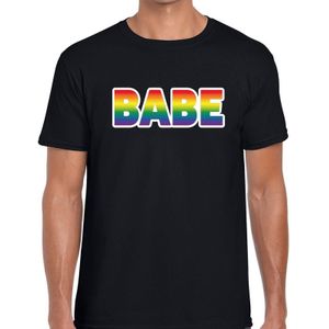 Babe gaypride t-shirt -  regenboog t-shirt zwart voor heren - Gay pride