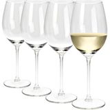 Wijnglazen set - 4x stuks - glas - transparant - 410 ml