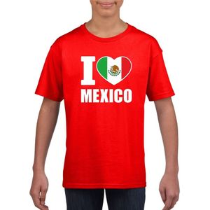 Rood I love Mexico supporter shirt kinderen - Mexicaans shirt jongens en meisjes