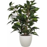 Groene ficus kunstplant 40 cm met plantenpot taupe D13.5 en H12.5 cm