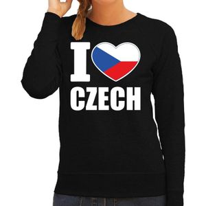 I love Czech supporter sweater / trui voor dames - zwart - Tsjechie landen truien - Tsjechische fan kleding dames