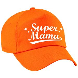 Super mama moederdag cadeau pet / baseball cap oranje voor dames -  kado voor moeders
