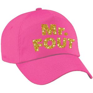 Mr. FOUT pet  / cap roze met goud bedrukking heren - Foute party cap